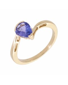 Pre-Owned 9ct Yellow Gold Pear Tanzanite Solitaire Ring