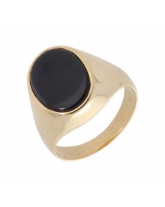 Pre-Owned 14ct Yellow Gold Oval Onyx Signet Ring