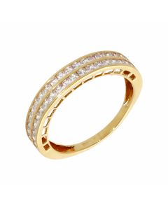 Pre-Owned 18ct Gold Cubic Zirconia 2 Row Half Eternity Ring