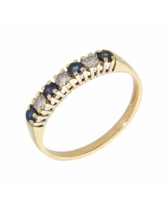 Pre-Owned 18ct Yellow Gold Sapphire & Diamond Half Eternity Ring