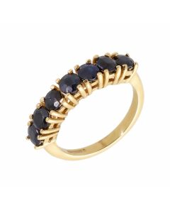 Pre-Owned 9ct Yellow Gold Sapphire Half Eternity Ring
