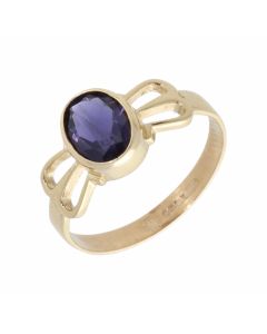 Pre-Owned 9ct Yellow Gold Iolite Bow Dress Ring