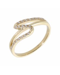 Pre-Owned 9ct Yellow Gold Cubic Zirconia Wave Dress Ring