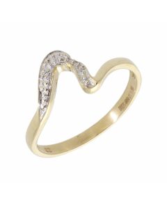 Pre-Owned 9ct Gold Cubic Zirconia Set Wave Dress Ring