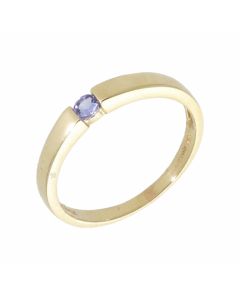 Pre-Owned 9ct Gold Lilac Cubic Zirconia Solitaire Band Ring