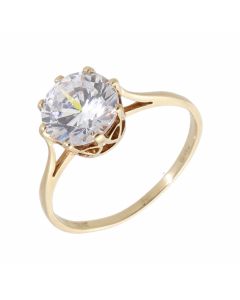 Pre-Owned 9ct Yellow Gold Cubic Zirconia Solitaire Ring