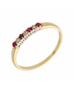 Pre-Owned 9ct Yellow Gold Ruby & Diamond Half Eternity Ring