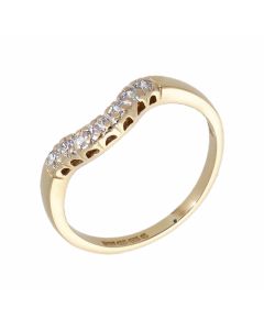 Pre-Owned 9ct Yellow Gold Cubic Zirconia Wishbone Ring