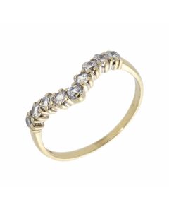 Pre-Owned 9ct Yellow Gold Cubic Zirconia Wishbone Ring