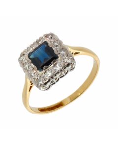 Pre-Owned 18ct Gold Vintage Sapphire & Diamond Cluster Ring