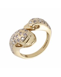 Pre-Owned 9ct Yellow Gold Cubic Zirconia Dolphin Dress Ring