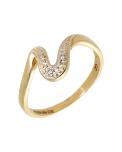 Pre-Owned 9ct Gold Cubic Zirconia Set Wave Dress Ring