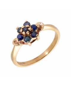 Pre-Owned 9ct Yellow Gold Sapphire Cluster Ring