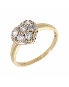 Pre-Owned 9ct Yellow Gold Cubic Zirconia Heart Cluster Ring