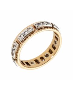 Pre-Owned 9ct Yellow & White Gold Spinel Set Full Band Ring