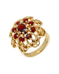 Pre-Owned 9ct Yellow Gold Garnet Cluster Ring