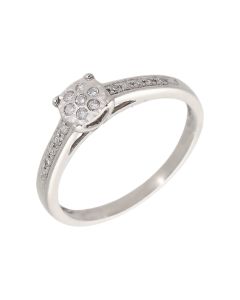 Pre-Owned 9ct White Gold Illusion Set Diamond Cluster Ring