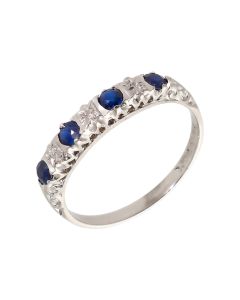Pre-Owned 9ct White Gold Sapphire & Diamond Half Eternity Ring