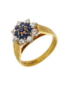 Pre-Owned 18ct Gold Vintage Sapphire & Diamond Cluster Ring