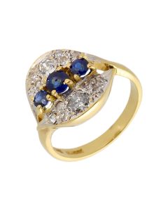 Pre-Owned 18ct Gold Sapphire & Diamond Fancy Cluster Dress Ring