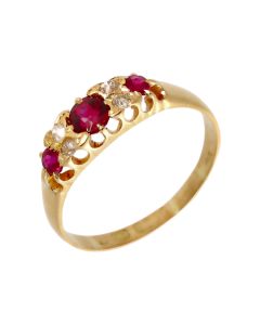 Pre-Owned 18ct Gold Vintage Style Ruby & Diamond Dress Ring