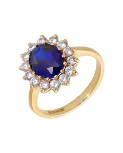 Pre-Ownd 18ct Synthetic Sapphire & Cubic Zirconia Cluster Ring