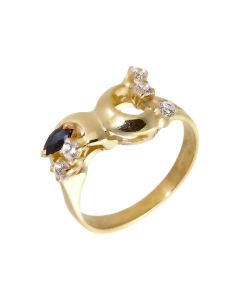 Pre-Owned 14ct Yellow Gold Sapphire & Cubic Zirconia Dress Ring