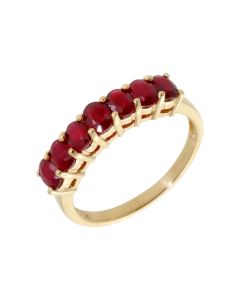 Pre-Owned 9ct Yellow Gold Red Topaz Half Eternity Ring