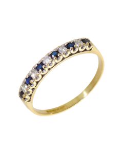 Pre-Owned 18ct Yellow Gold Sapphire & Diamond Half Eternity Ring