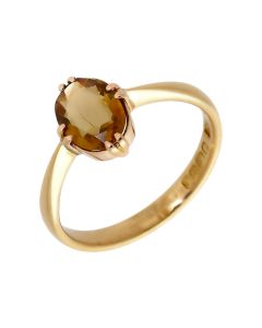 Pre-Owned 18ct Yellow Gold Quartz Solitaire Dress Ring