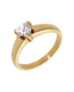 Pre-Owned 14ct Yellow Gold Cubic Zirconia Heart Solitaire Ring