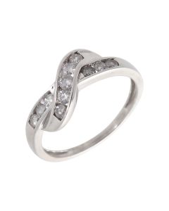 Pre-Owned 9ct White Gold 0.50 Carat Diamond Wave Dress Ring
