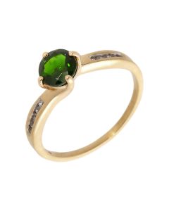 Pre-Owned 9ct Gold Chrome Diopside & Diamond Solitaire Ring