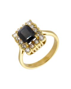 Pre-Owned 18ct Gold Sapphire & Cubic Zirconia Cluster Ring
