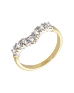 Pre-Owned 9ct Yellow Gold Cubic Zirconia Half Wishbone Ring