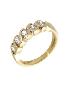 Pre-Owned 9ct Yellow Gold 5 Stone Cubic Zirconia Wave Dress Ring