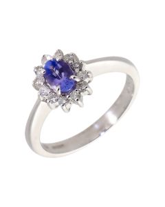 Pre-Owned 9ct White Gold Tanzanite & Diamond Cluster Ring