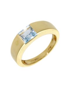 Pre-Owned 18ct Yellow Gold Blue Topaz Solitaire Dress Ring