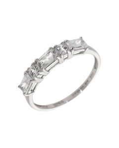 Pre-Owned 9ct White Gold Mixed Cut Cubic Zirconia Dress Ring