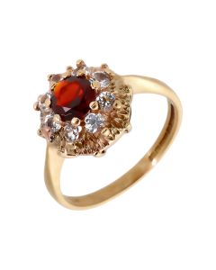 Pre-Owned 9ct Yellow Gold Garnet & Spinel Cluster Ring