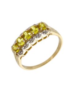 Pre-Owned 9ct Gold Yellow Sapphire & Diamond Dress Ring
