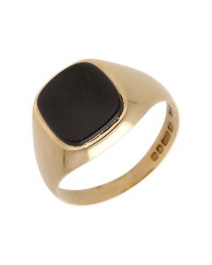 Pre-Owned 9ct Yellow Gold Onyx Signet Ring