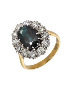 Pre-Owned Vintage Style 14ct Sapphire & Diamond Cluster Ring