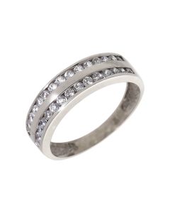 Pre-Owned 9ct White Gold Double Row Cubic Zirconia Eternity Ring
