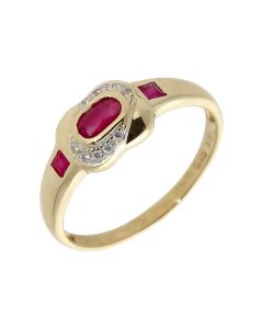 Pre-Owned 14ct Yellow Gold Ruby & Cubic Zirconia Dress Ring