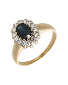 Pre-Owned 9ct Gold Sapphire & Diamond Cluster Ring