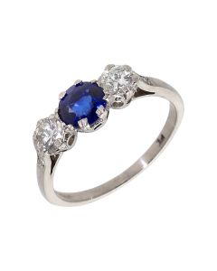 Pre-Owned Platinum Sapphire & Diamond Trilogy Ring