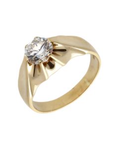 Pre-Owned 9ct Gold Cubic Zirconia Solitaire Style Signet Ring