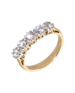 Pre-Owned 9ct Yellow Gold Cubic Zirconia 5 Stone Eternity Ring