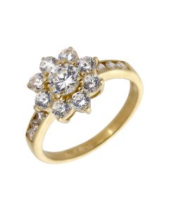 Pre-Owned 14ct Yellow Gold Cubic Zirconia Cluster Ring